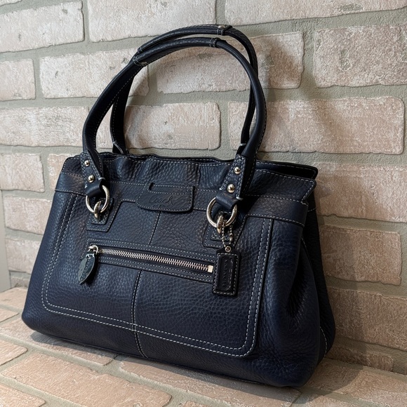 Coach F14686 Penelope Navy Blue Pebbled Leather Satchel Large Shopper - Picture 5 of 14
